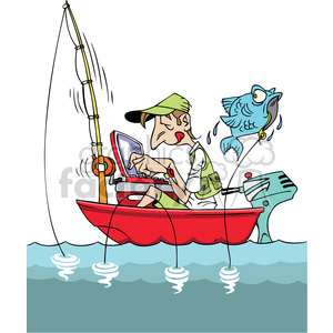 Royalty-Free cartoon man fishing in a small boat with ...