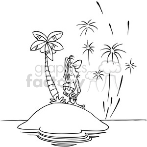 black white cartoon happy new year from island