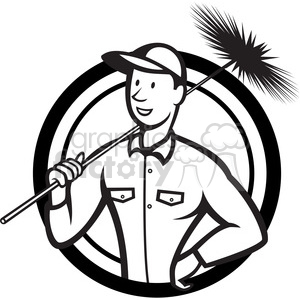 black and white chimney sweeper standing