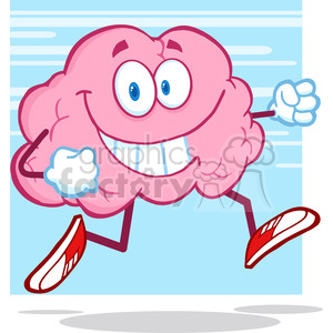 5828 Royalty Free Clip Art Healthy Brain Cartoon Character Jogging