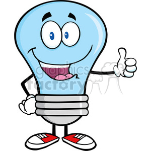 Cheerful Lightbulb Cartoon Character - Thumbs Up