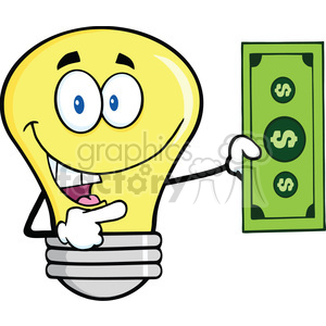 6151 Royalty Free Clip Art Light Bulb Character Showing A Dollar Bill