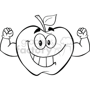 6535 Royalty Free Clip Art Black And White Apple Cartoon Mascot Character Giving A Thumb Up Clipart 3615 Graphics Factory