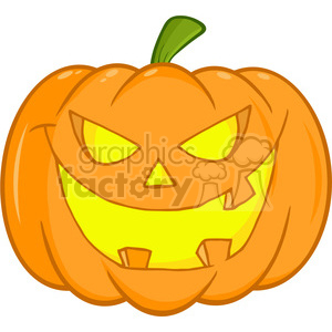6608 Royalty Free Clip Art Scary Halloween Pumpkin Cartoon Illustration