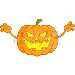 6613 Royalty Free Clip Art Scaring Halloween Pumpkin Cartoon Illustration