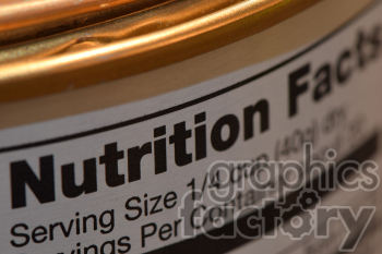 Close-up image of a nutrition facts label on a metal can showing serving size information.