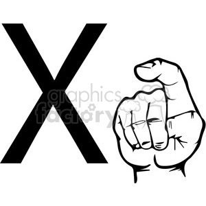 ASL sign language X clipart illustration worksheet