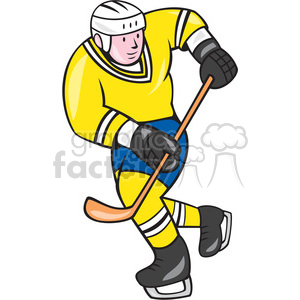 ice hockey player action in yellow shape