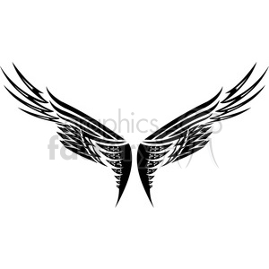Black tribal tattoo design of symmetrical wings.