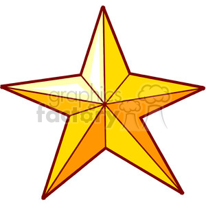 A colorful clipart image of a five-pointed star with shades of yellow and orange.