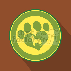 Cute Animal Paw Print with Dog Silhouette and Heart