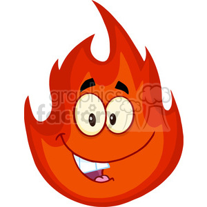   Royalty Free RF Clipart Illustration Happy Fire Cartoon Mascot Character 