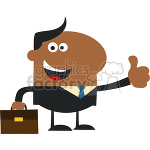 8260 Royalty Free RF Clipart Illustration Happy African American Manager Giving Thumb Up In Modern Flat Design Vector Illustration
