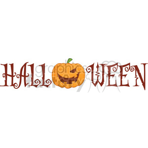   Royalty Free RF Clipart Illustration Halloween Text With Pumpkin Winking Cartoon Character 