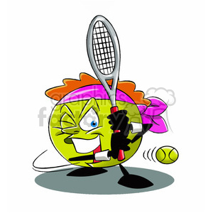 terry the tennis ball cartoon character playing tennis