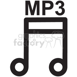   The image is a simple clipart representation of the letters MP3 integrated with a stylized musical note, likely indicating MP3 music files or audio format. 