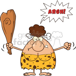 A cartoon illustration of an angry cavewoman holding a club with a speech bubble saying 'ARGH!'