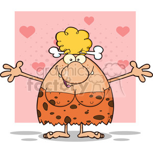 Funny Cartoon Cavewoman in Love