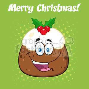 Cheerful Christmas Pudding Cartoon with Merry Christmas Message