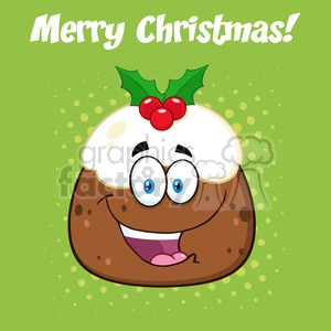 royalty free rf clipart illustration happy christmas pudding cartoon character vector illustration greeting card
