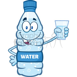 illustration cartoon ilustation of a water plastic bottle mascot character holding a water glass vector illustration isolated on white background