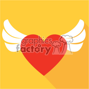heart with wings vector art flat design
