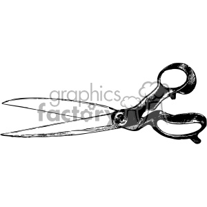 A black and white clipart image of a pair of scissors.