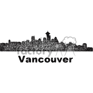 This clipart image features a sketched skyline of Vancouver with the city's name written beneath it.