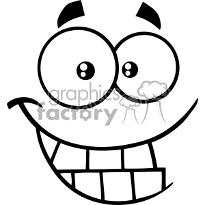 A comical and happy face clipart featuring large eyes and a wide, toothy grin.