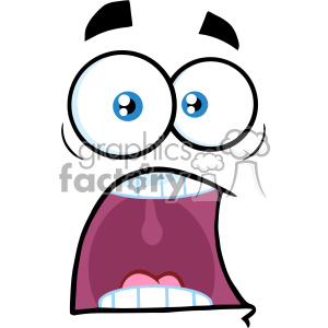 10871 Royalty Free RF Clipart Scared Cartoon Funny Face With Panic Expression Vector Illustration