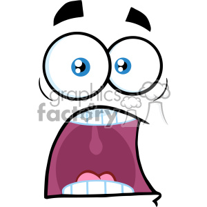 A comical clipart image of a surprised and shocked face with wide eyes and an open mouth.