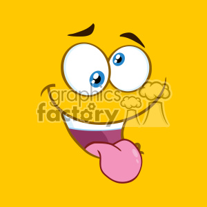 A humorous and comical cartoon face with exaggerated eyes, a big smile, and a tongue sticking out.