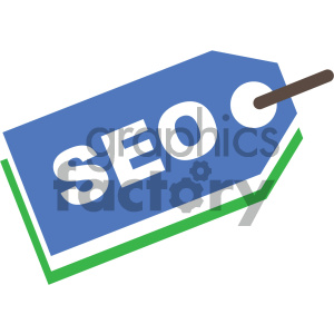   The clipart image is a set of three square tags with the letters "SEO" written on them, overlaid with icons commonly associated with search engine marketing such as a magnifying glass, bar chart and website. This represents the concept of using SEO tags to improve search engine visibility and drive traffic to a website through search engine marketing techniques.
 