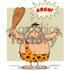 Angry Caveman Cartoon Character Holding A Club Vector Illustration Isolated On White Background 2