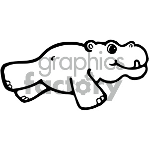 This clipart image depicts a simplistic, cartoon-like drawing of a hippopotamus. The hippo is outlined in black and appears to be smiling.