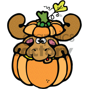 Cute Moose in Pumpkin for Halloween