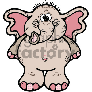 The clipart image shows a cute cartoon elephant standing upright on its hind legs. The elephant has a big smile on its face and is holding its front legs up in the air. The image is in vector format, which means it can be scaled up or down without losing quality. It could potentially be used for various purposes such as in children's books, educational materials, or as a design element for a zoo or animal-related business.
