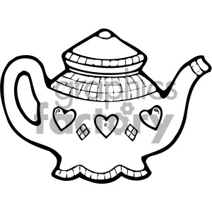 black white cartoon teapot art