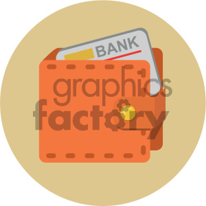 wallet with credit card circle background vector flat icon
