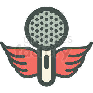 microphone with wings vector icon image