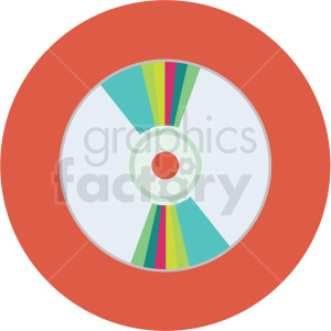 Colorful vector illustration of a CD or DVD with a circular design on an orange background.