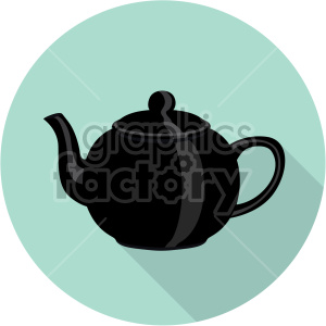 black kettle on ocean green circle background flat icons