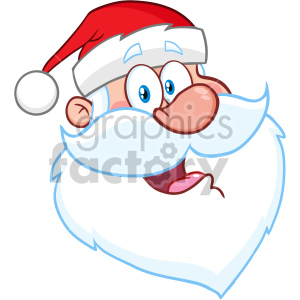 Clipart image of Santa Claus's head with a red hat and a cheerful expression.