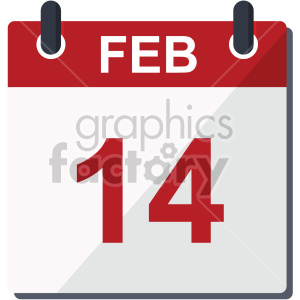 february 14 calendar valentine vector icon