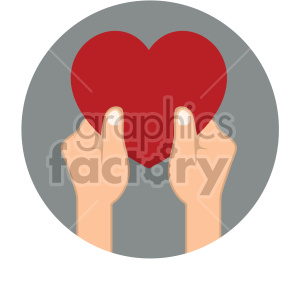 Illustration of two hands holding a red heart, symbolizing love and affection.