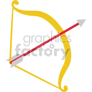 A clipart image featuring a yellow bow with a red arrow, symbolizing Cupid and Valentine's love.