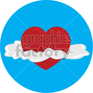 A red heart with white clouds against a blue sky, symbolizing love and Valentine's Day.