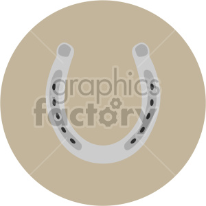 A clipart image of a gray horseshoe on a beige circular background, symbolizing luck.