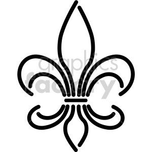 This clipart image features a simple black and white illustration of a fleur-de-lis, which is a stylized lily or iris often used as a decorative design or symbol.