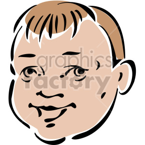 A stylized clipart illustration of a happy child's face with a simple, outlined design.